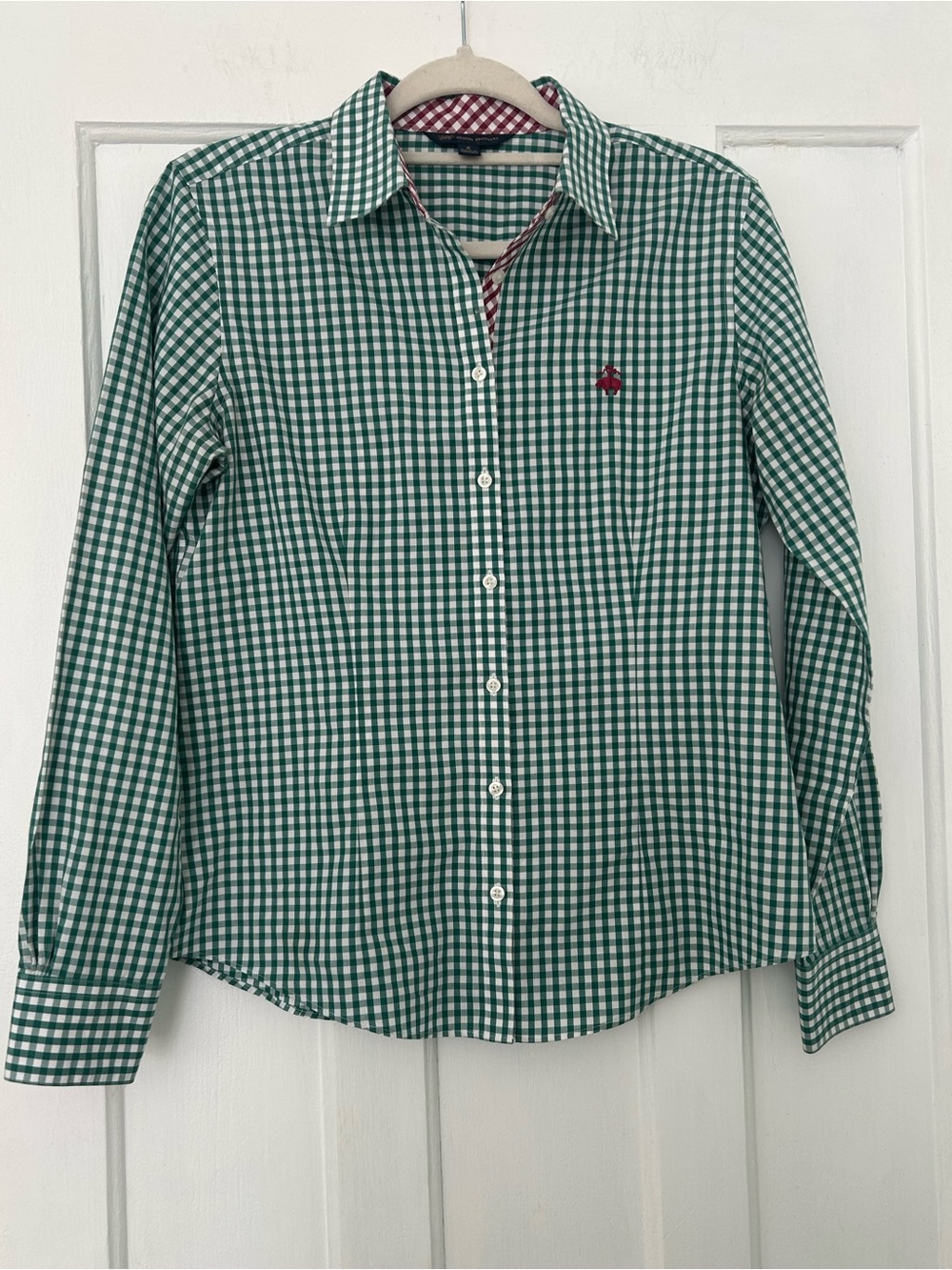 Brooks Brothers 346 Women’s Green Gingham Button-Up Shirt – Size 6